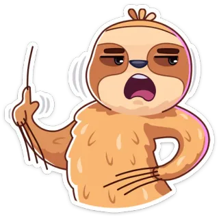 😐 leniwiec, kreskówka, zwierzę, leniwy, słodki, śmieszny, słuchawki telegram sticker