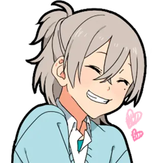 🥰 anime, manga, personaje, sonriendo, lindo, pelo gris telegram sticker