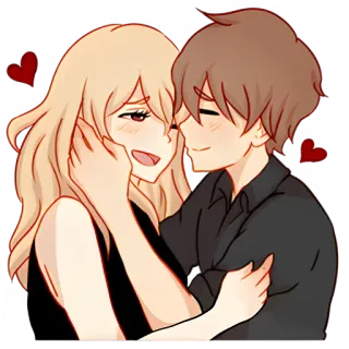 🥰 пара, любовь, романтика, аниме, мультфильм, нежность, объятия telegram sticker