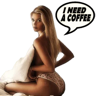 ☕️ I NEED A COFFEE caffè, donna, letto, assonnato/a, mattina, animalier/leopardato telegram sticker