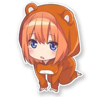 💚 Anime, Chibi, Lucu, Gadis, Beruang, Hoodie, Kawaii whatsapp sticker