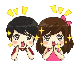 👏 słodkie, para, anime, iskierki, niespodzianka, podekscytowany telegram sticker