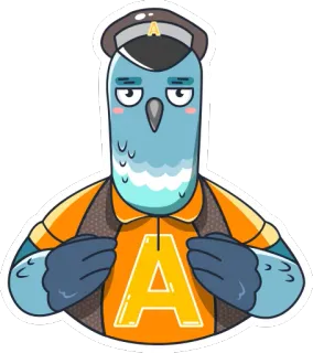 😐 piccione, uccello, animale, cartone animato, adesivo, personaggio telegram sticker