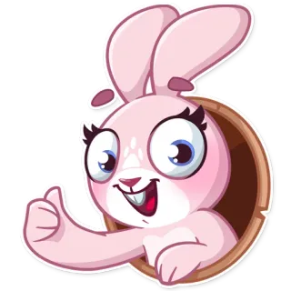 👍 conejo, dibujos animados, animal, lindo, conejo, pegatina telegram sticker