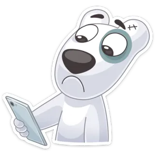 ☹ 熊, 难过, 手机, 卡通, 动物 telegram sticker