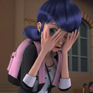 😟 Marinette Dupain-Cheng Miraculous: Tales of Ladybug & Cat Noir Marinette, Ladybug, kartun, animasi, Miraculous Ladybug, malu whatsapp sticker