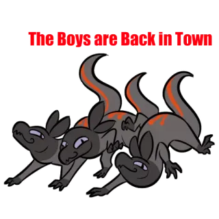 👬 The Boys are Back In Town animal, cartoon, reptile, lizard whatsapp sticker