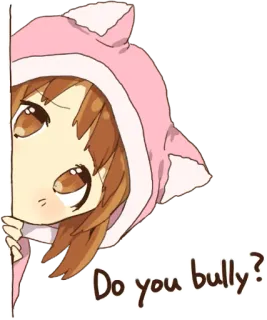 👀 Do you bully? Аниме девушка, Толстовка с кошкой, Вопрос, Милый, Мультфильм, Ты издеваешься? telegram sticker