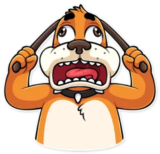😱 犬, 漫画, 動物, びっくり, 怖い, 感情, かわいい telegram sticker