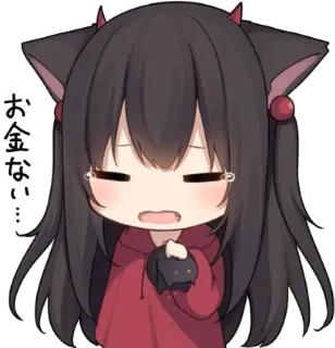 🦄 お金ない… Anime, Chorando, Orelhas de gato, Triste, Demônio, Kawaii, Fofo telegram sticker