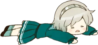 😞 Аниме, Девушка, Чиби, Уставший, Лежит, Милый telegram sticker