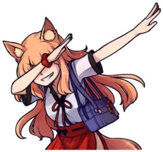 😆 anime, dab, girl, fox, cartoon, cute whatsapp sticker