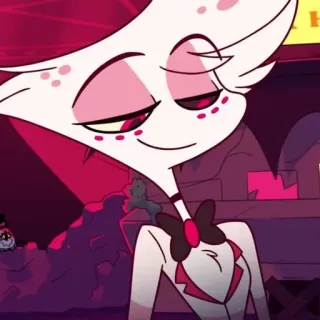 💝 Angel Dust Hazbin Hotel animato, demone, cartone animato, sorrisetto, papillon telegram sticker