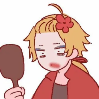 🍡 makijaż, lustro, kobieta, kreskówka, kobieta, wyraz twarzy, kosmetyki telegram sticker
