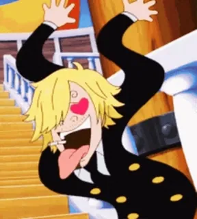 ☺️ Sanji One Piece Anime, Sanji, One Piece, Divertente, Occhi a cuore, Eccitato, Cartone animato telegram sticker