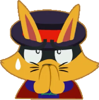 😓 cartoon, anthropomorphic, animal, cat, nervous, expression whatsapp sticker