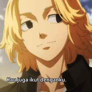 ⛓ Kau juga ikut denganku. anime, character, manga, blond hair, smiling telegram sticker