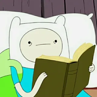 🤪 Finn Adventure Time finn, adventure time, cartoon, reading, book, bed telegram sticker