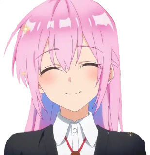 ☺️ Anime, Manga, Rambut merah muda, Lucu, Tersenyum telegram sticker