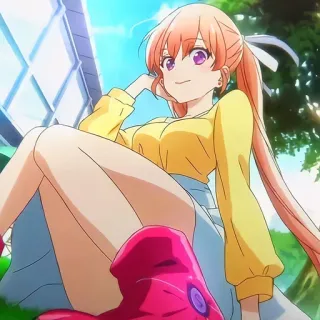 🙂 Anime, Dziewczyna, Słodkie, Siedzi, Na zewnątrz telegram sticker