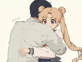 🌟 Sailor Moon Anime, Ôm, Dễ thương, Cặp đôi whatsapp sticker