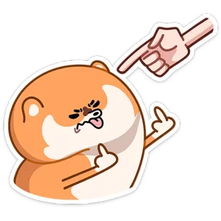 🖕 스티커, 만화, 가운데 손가락, 모욕적인, 햄스터 telegram sticker