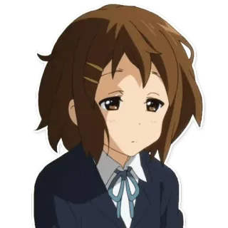 😕 Yui Hirasawa K-On! Anime, Cartone animato, Ragazza, Uniforme scolastica, Yui Hirasawa, K-On! whatsapp sticker