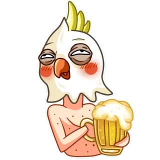 🍺 pájaro, cotorrita ninfa, alcohol, cerveza, borracho, fiesta telegram sticker