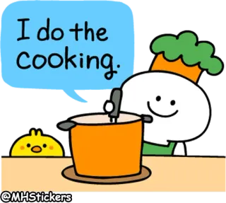 👩‍🍳 I do the cooking. cozinha, desenho animado, fofo, comida, cozinha, chef telegram sticker