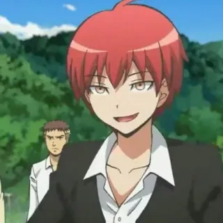 🙂 Karma Akabane Assassination Classroom Anime, Personagem, cabelo ruivo, uniforme escolar, Karma, Akabane telegram sticker