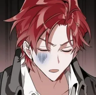 🥀 anime, manga, pelo rojo, cansado, hombre telegram sticker
