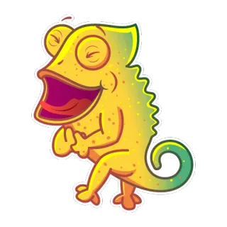 😀 카멜레온, 동물, 만화, 파충류, 웃음 telegram sticker