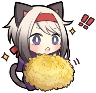 ✊ Chibi, Anime, Oreilles de chat, Mignon, Pompon, Cheerleader whatsapp sticker