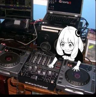 🥳 Anya Forger Spy × Family oshi oshi can I be a DJ too? please? anime, dj, spy x family, anya forger, kawaii, cute, pleading telegram sticker