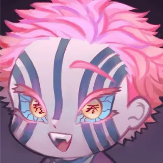 😃 Akaza Demon Slayer Аниме, Демон, Фанарт, Чиби telegram sticker