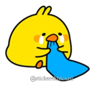 😭 @stickercrekhtesasi anatra, triste, piangere, giallo, cartone animato telegram sticker