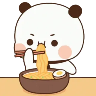 🍼 Panda, Ramen, Macarrão, Comendo, Desenho animado, Fofo, Kawaii telegram sticker