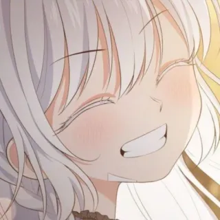 🎐 アニメ, 女の子, 幸せ, 笑顔, 漫画, 白い髪 telegram sticker