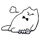 🐟 gato, triste, espina de pescado, dibujo animado, animal, pegatina telegram sticker