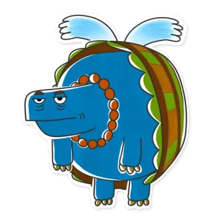 😐 desenho animado, animal, azul, tartaruga, asas telegram sticker