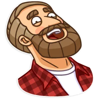 🎅 pria, jenggot, kartun, ekspresi, kemeja flanel telegram sticker