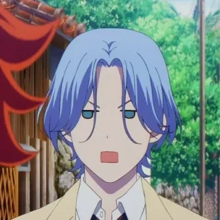 🌟 anime, personaggio, ritratto, capelli blu, espressione, espressione facciale telegram sticker