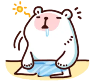 😪 urso, desenho animado, suando, quente, verão, cansado whatsapp sticker