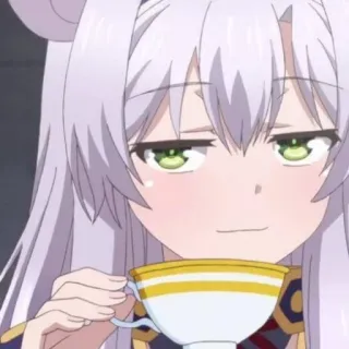 😏 アニメ, 女の子, お茶, ドヤ顔, かわいい telegram sticker