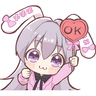 👌 OK Anime, Schattig, Konijn, Kawaii, Ok, Konijntje telegram sticker