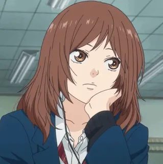 🥡 anime, character, girl, brown hair, school uniform telegram sticker