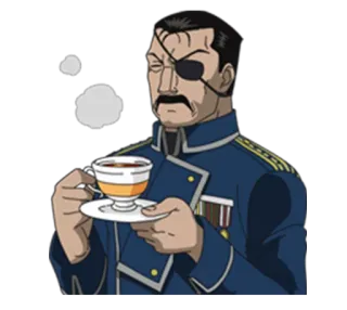 😌 King Bradley Fullmetal Alchemist Anime, Roy Mustang, Fullmetal Alchemist, King Bradley, Tee, Militär telegram sticker