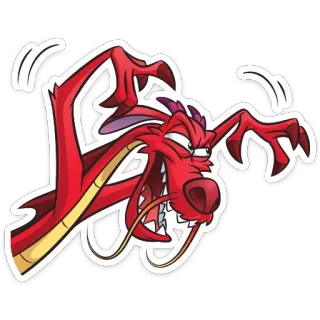 😈 Mushu Mulan Mushu, Dragón, Mulán, Disney, Dibujos animados, Animación whatsapp sticker