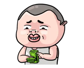 😬 dinero, dibujo animado, riqueza, personaje, pacas de billetes whatsapp sticker