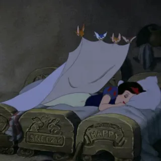 ⛄️ Snow White Snow White and the Seven Dwarfs SNEEZY HAPPY 디즈니, 백설 공주, 재채기, 행복, 만화, 수면 telegram sticker